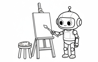 Robô pintando quadro