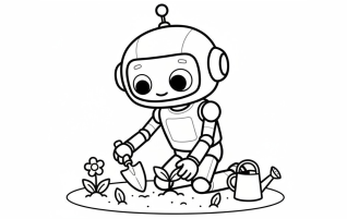 Robô cuidando do jardim